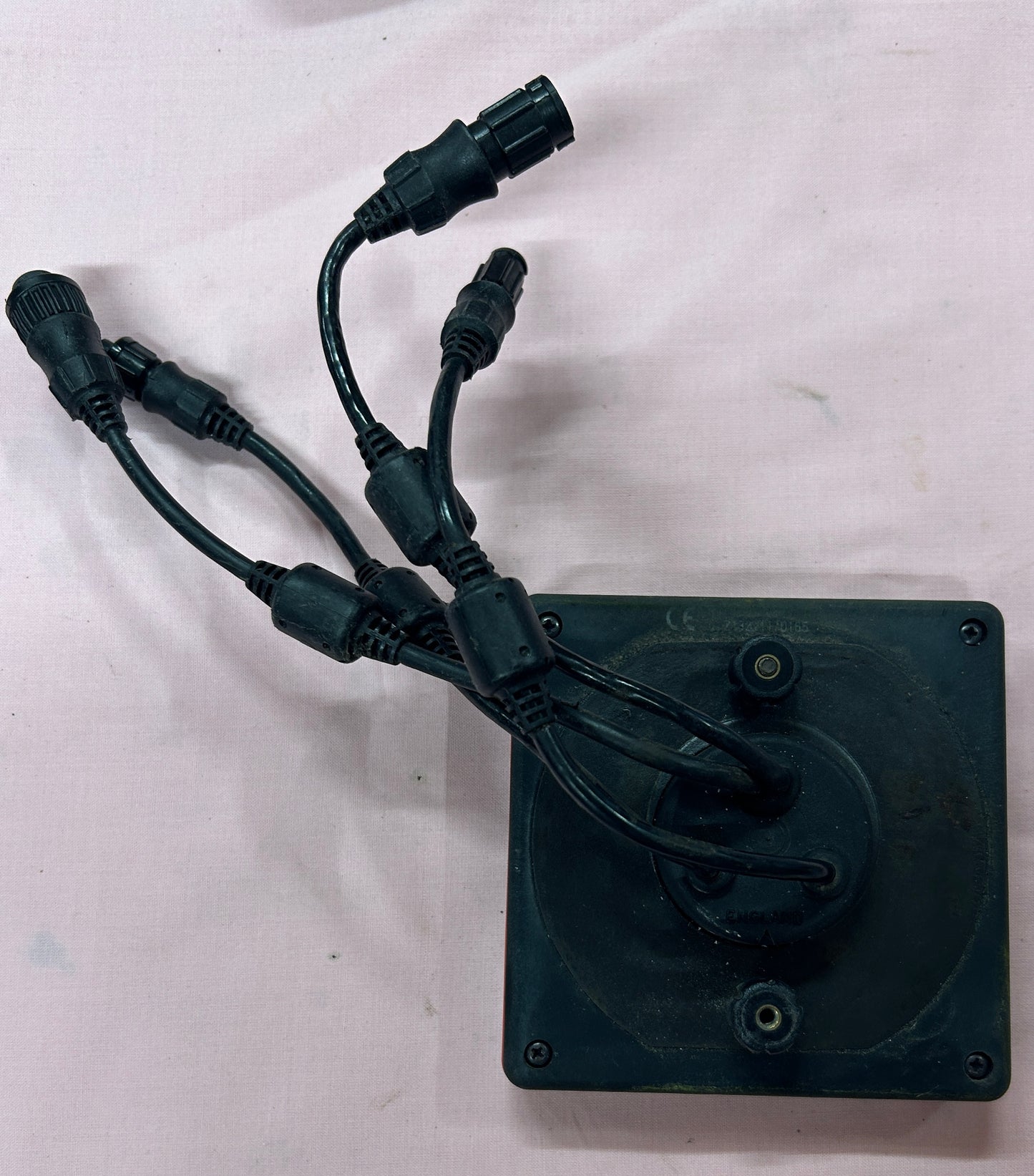 Rear of Autohelm Tridata display with wiring and connectors