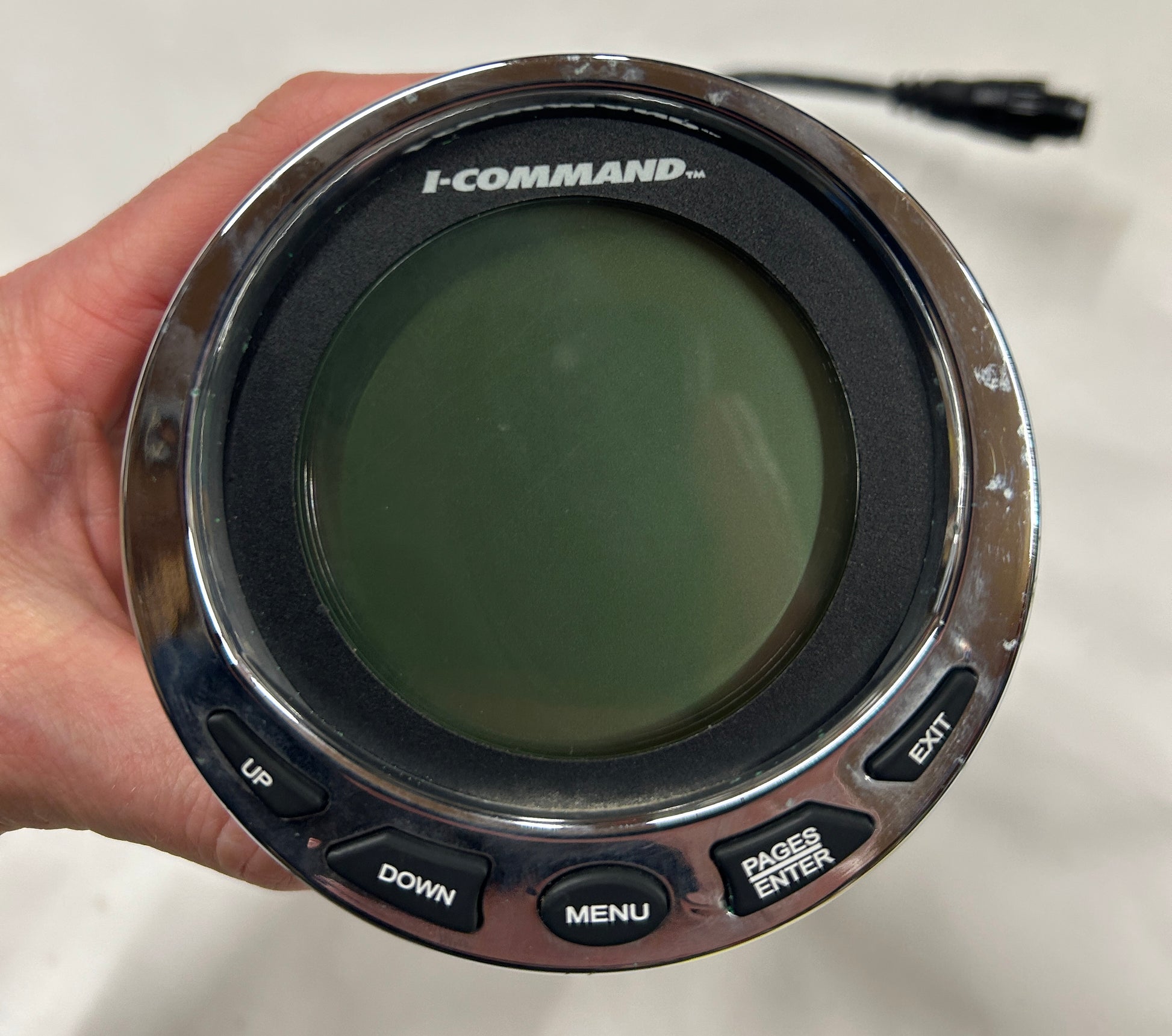 Evinrude I-Command digital gauge front close-up