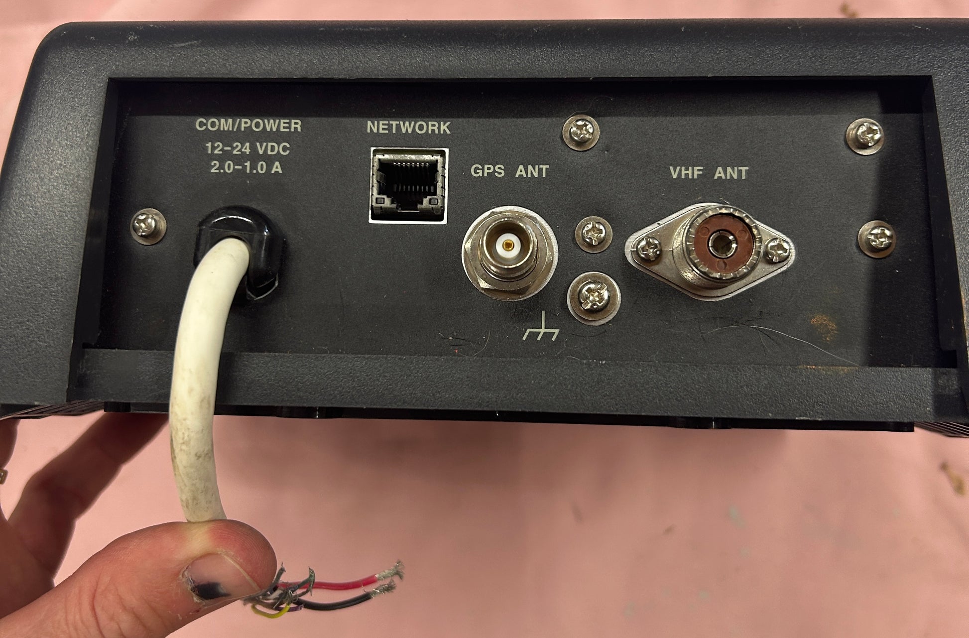 Furuno FA-50 AIS transponder rear GPS VHF network and power connections