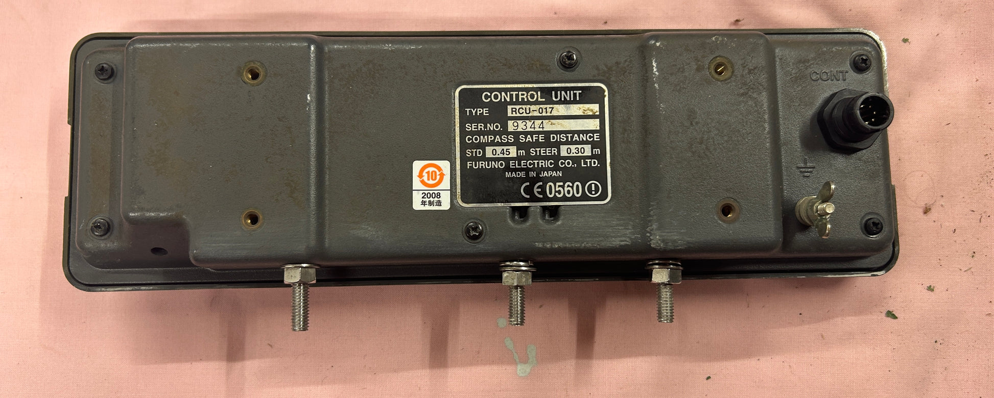 Furuno NavNet RCU-017 control unit rear label and connector