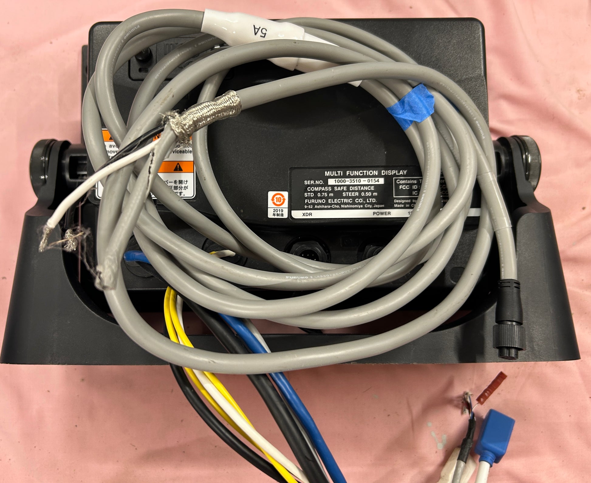 Furuno TZTL12F NavNet TZtouch2 rear label with cables and serial number
