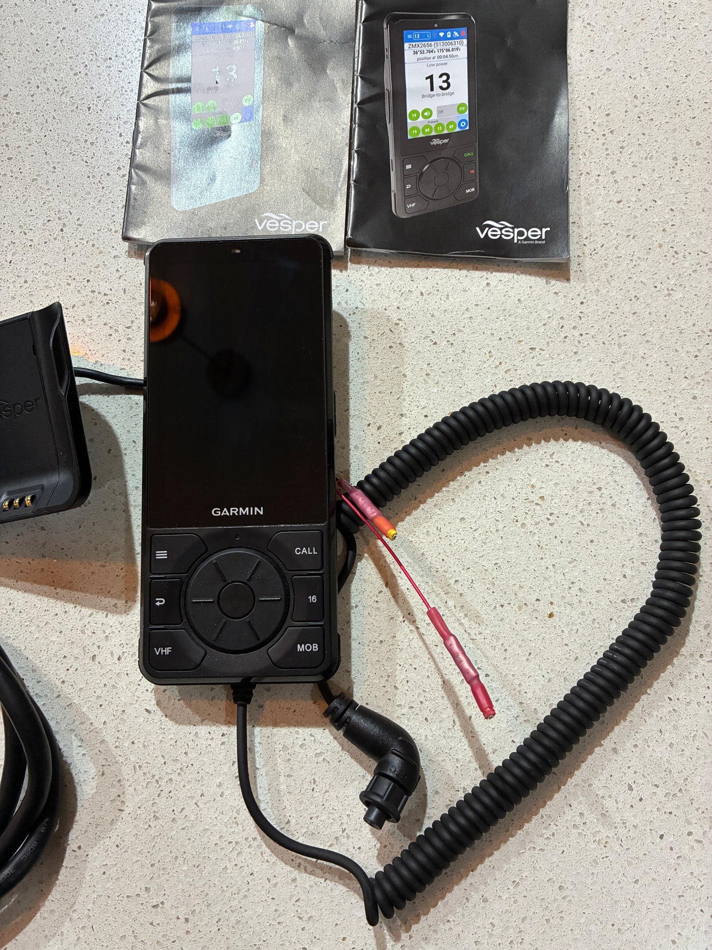 Garmin Vesper Cortex tethered handset with cable and manuals