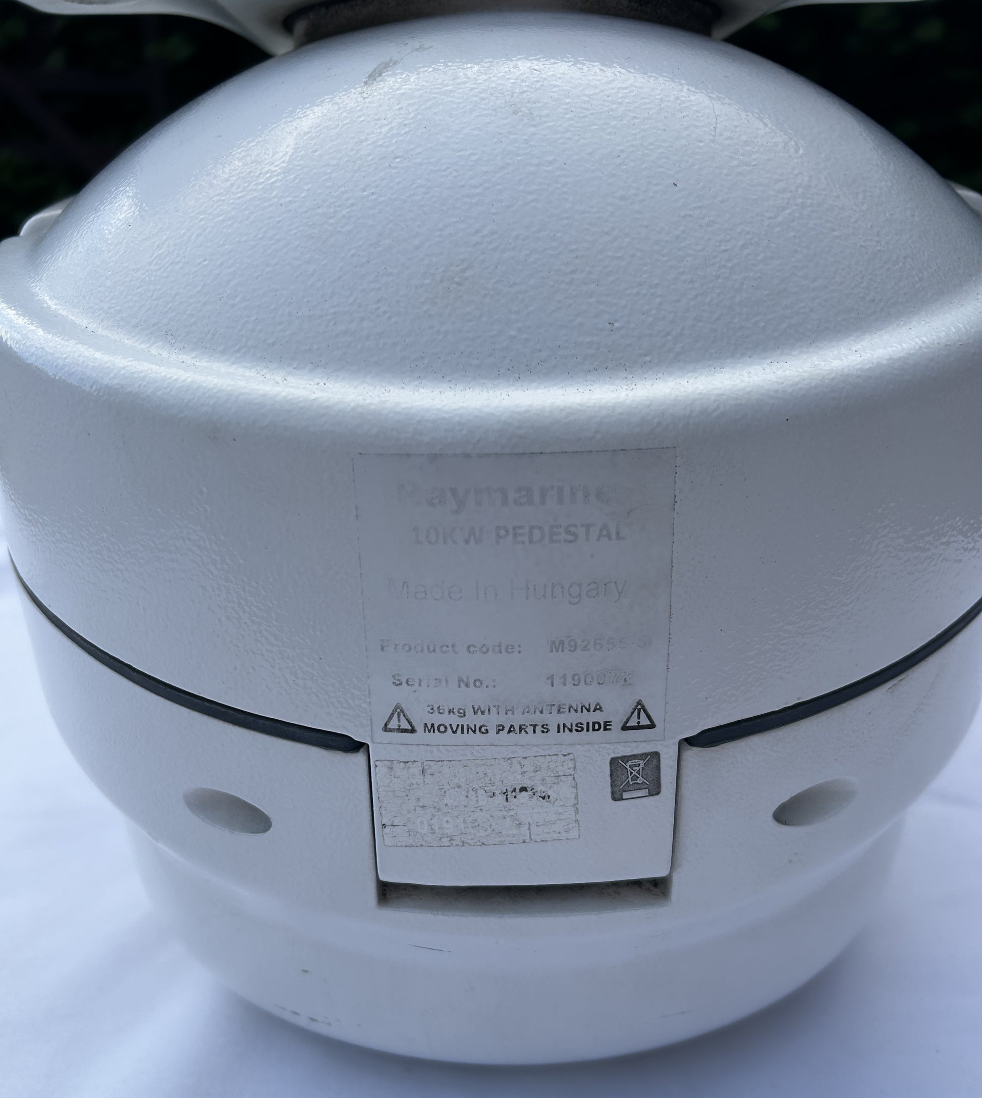 Raymarine 10kW pedestal M92655-S product code label