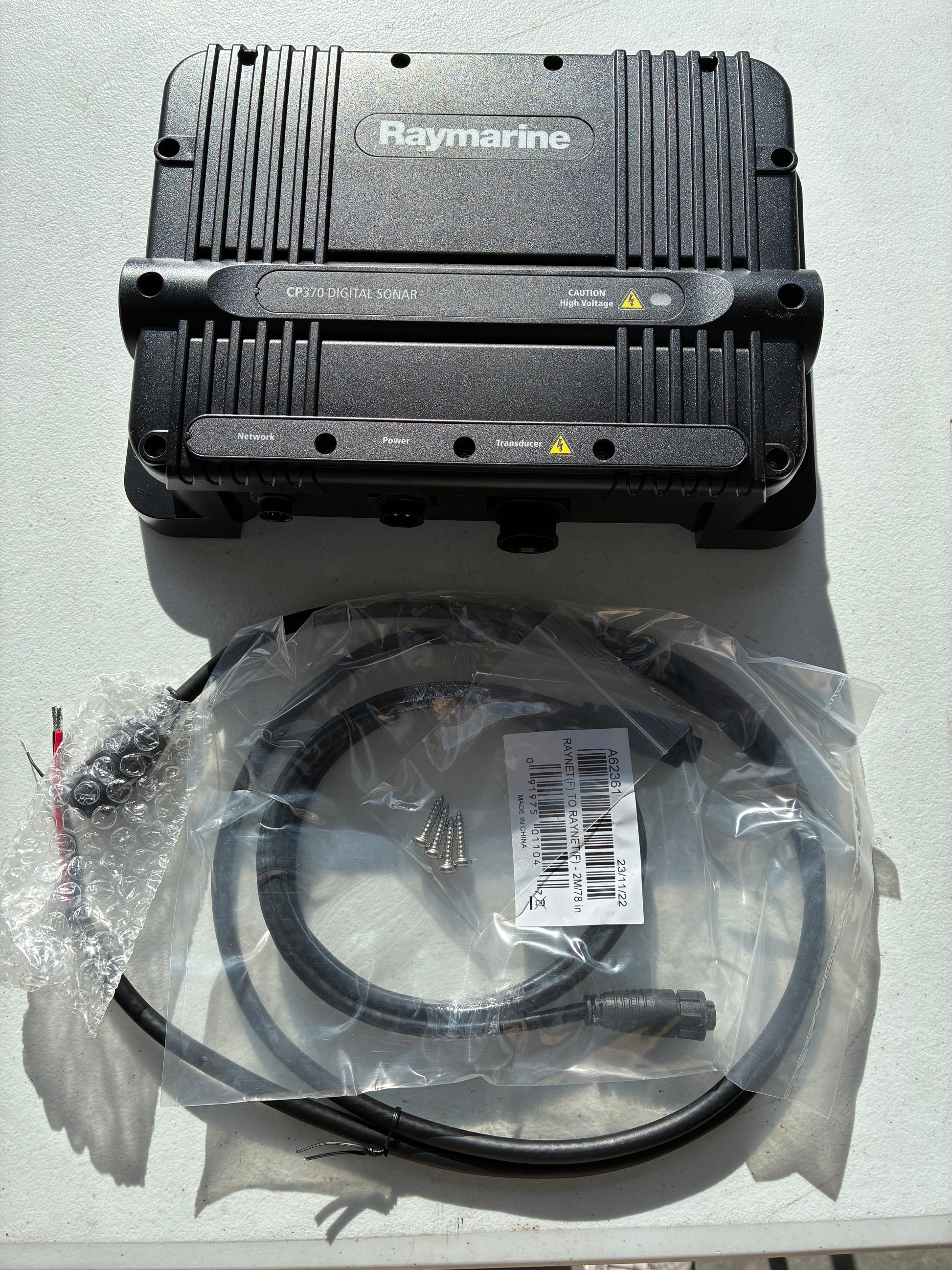 Raymarine CP370 ClearPulse sonar module with cables and accessories