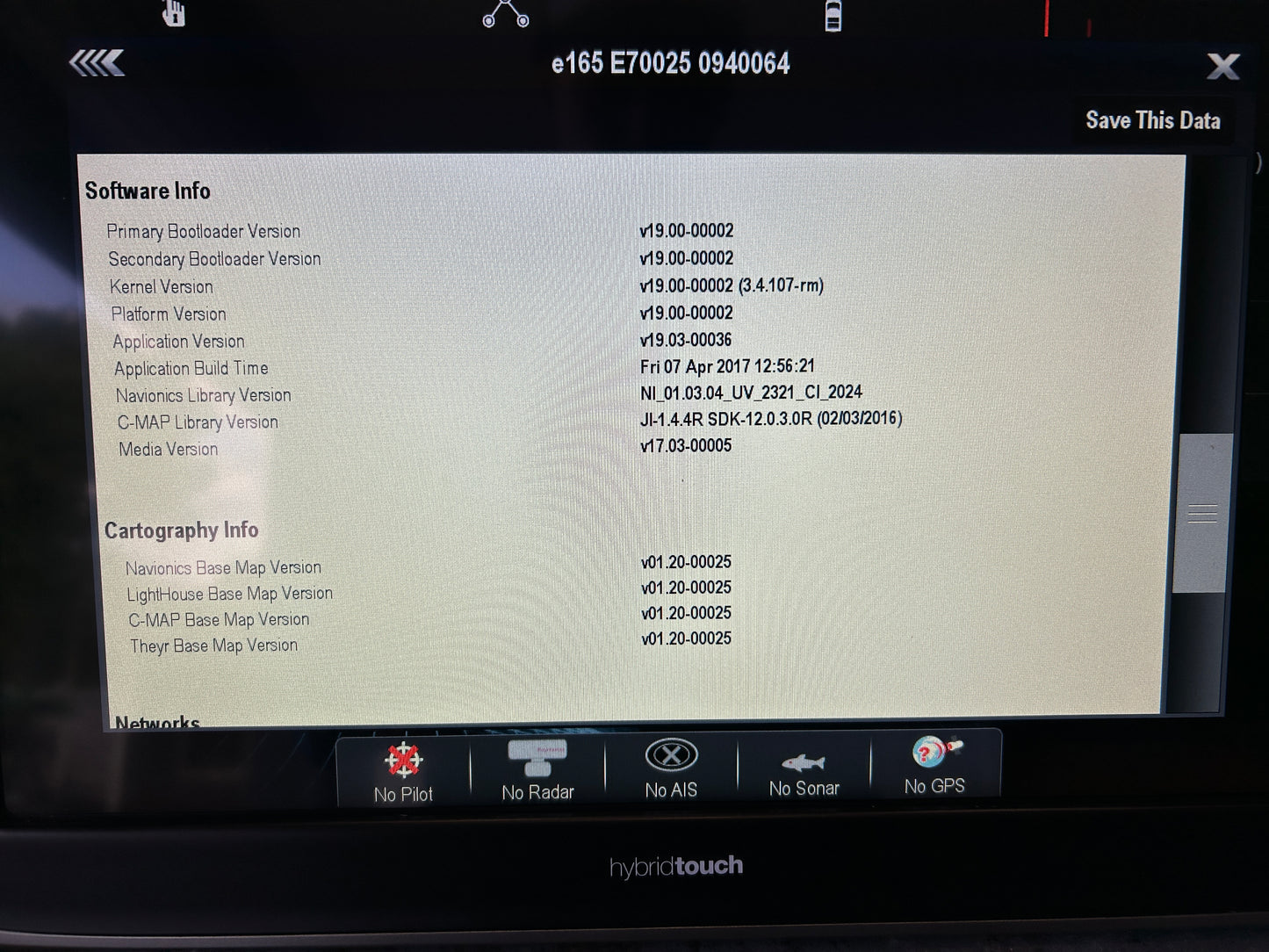 Raymarine e165 15.4" HybridTouch Multifunction Display – E70025 – Tested Working