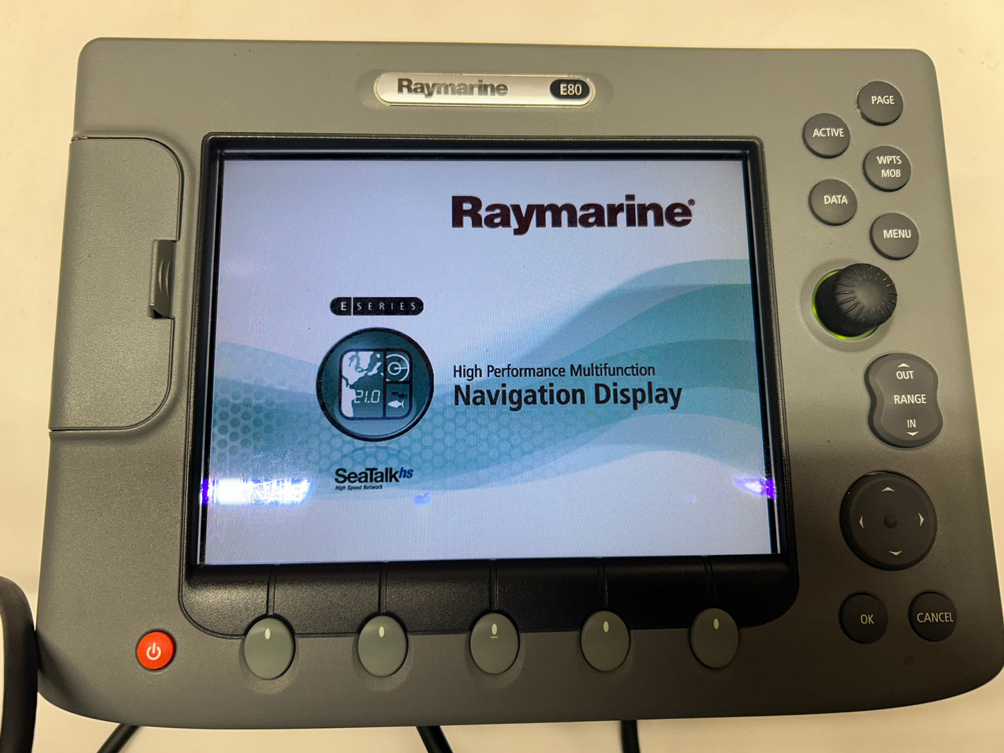 Raymarine E80 Classic multifunction display startup screen