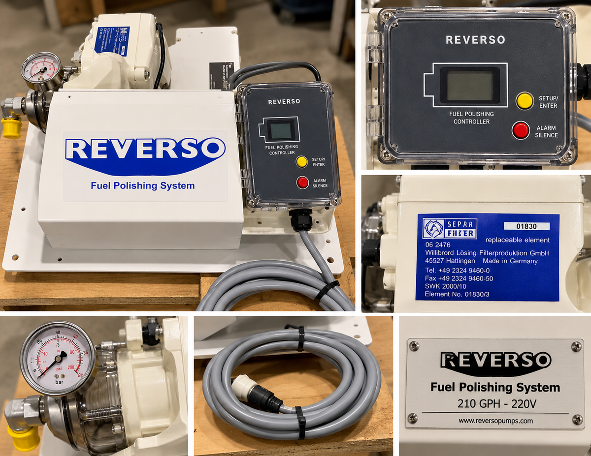 Reverso 210 GPH 220V professional marine diesel fuel polishing system unused