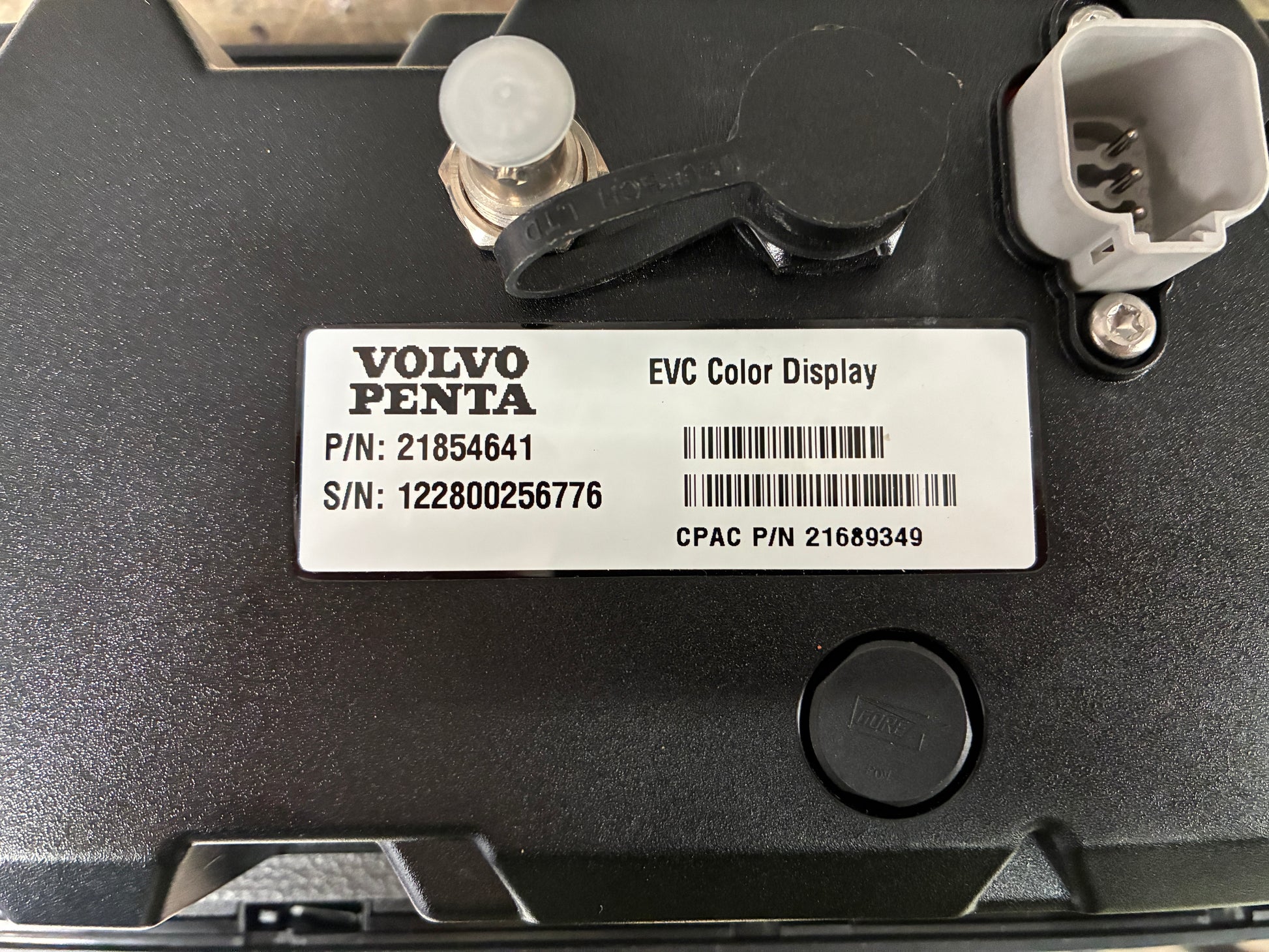 Volvo Penta EVC colour display label P/N 21854641