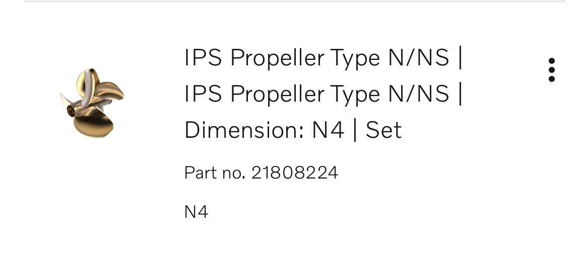 Volvo Penta IPS15 N4 propeller set reference showing part number 21808224